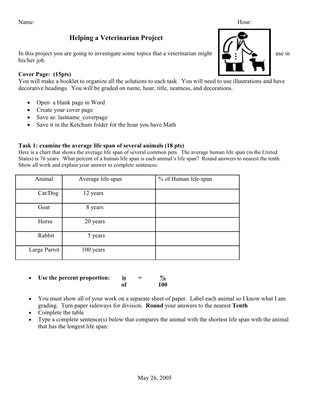 Helping a Veterinarian Project