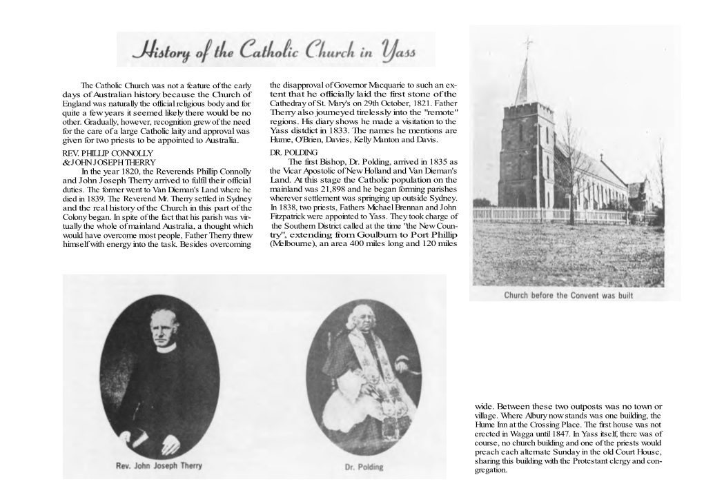 History of the Catholic Church in Yass