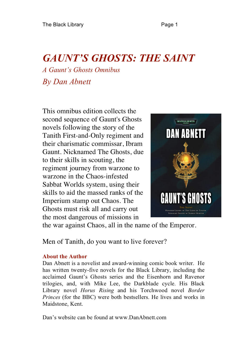 Gaunt's Ghosts: the Saint