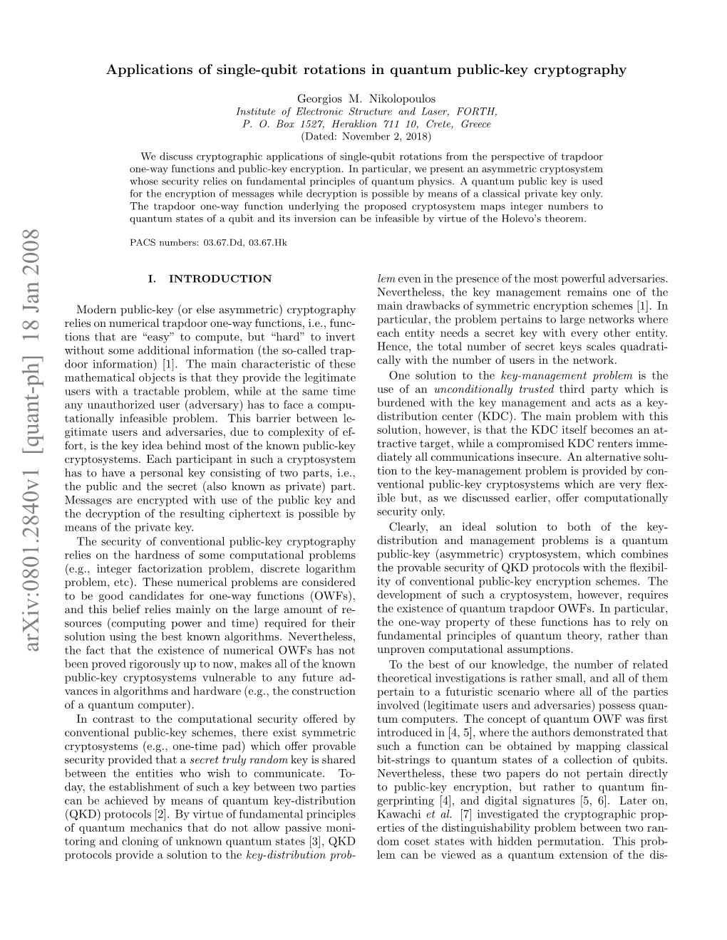 Applications of Single-Qubit Rotations in Quantum Public-Key Cryptography