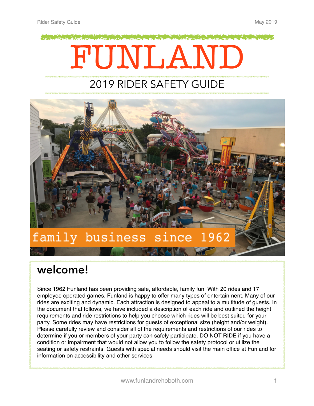 2019 Funland Rider Safety Guide