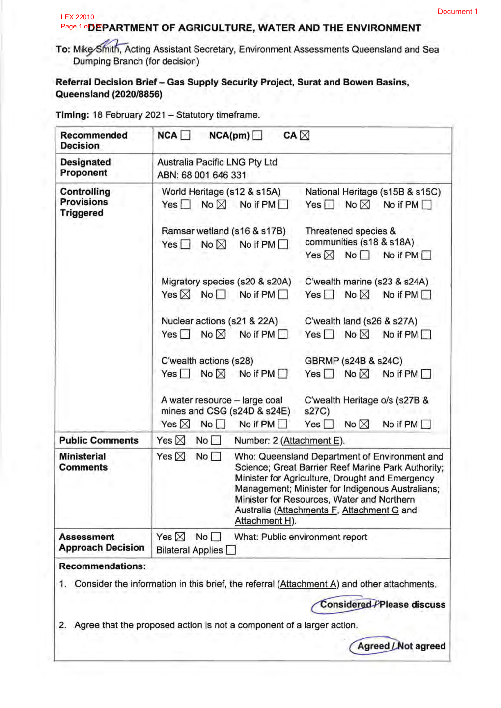 Department of Agriculture, Water and the Environment (Attachment H2)