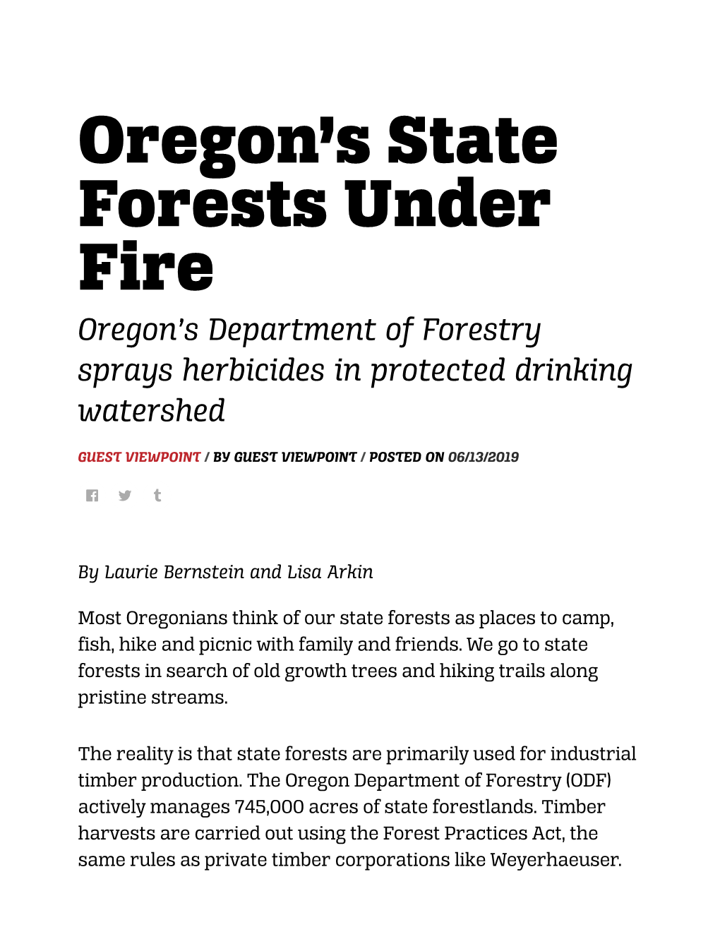 Oregon's State Forests Under Fire