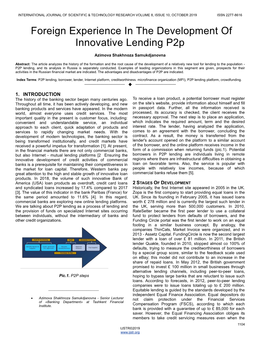 Foreign Experience in the Development of Innovative Lending P2p