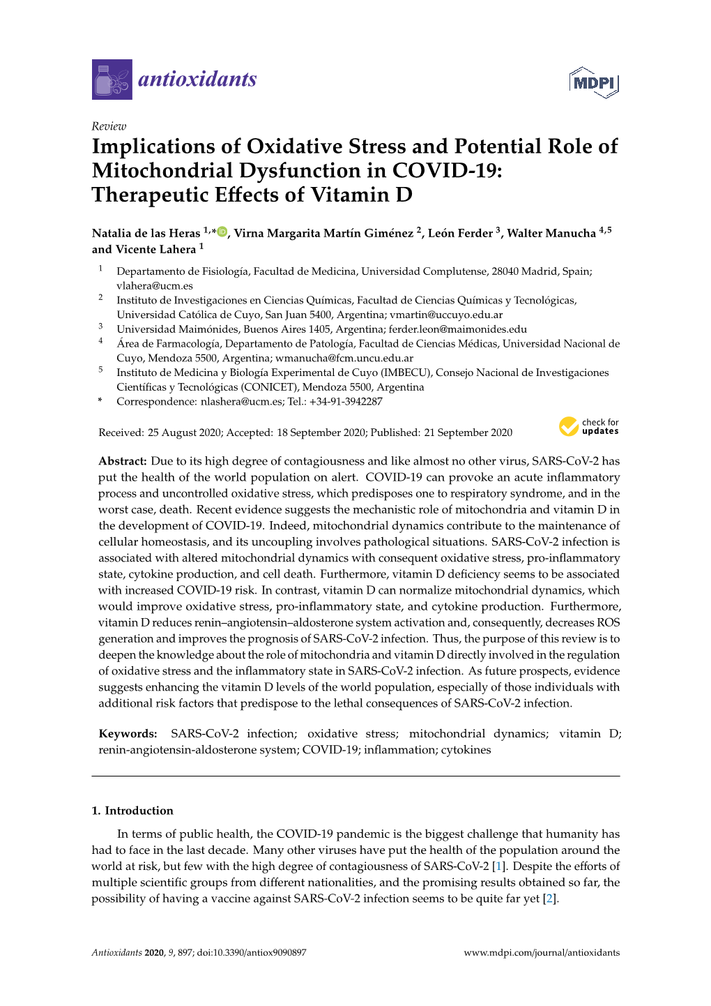 Implications of Oxidative Stress and Potential Role of Mitochondrial Dysfunction in COVID-19: Therapeutic Eﬀects of Vitamin D