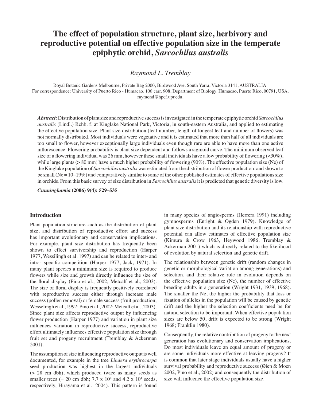 The Effect of Population Structure, Plant Size, Herbivory And