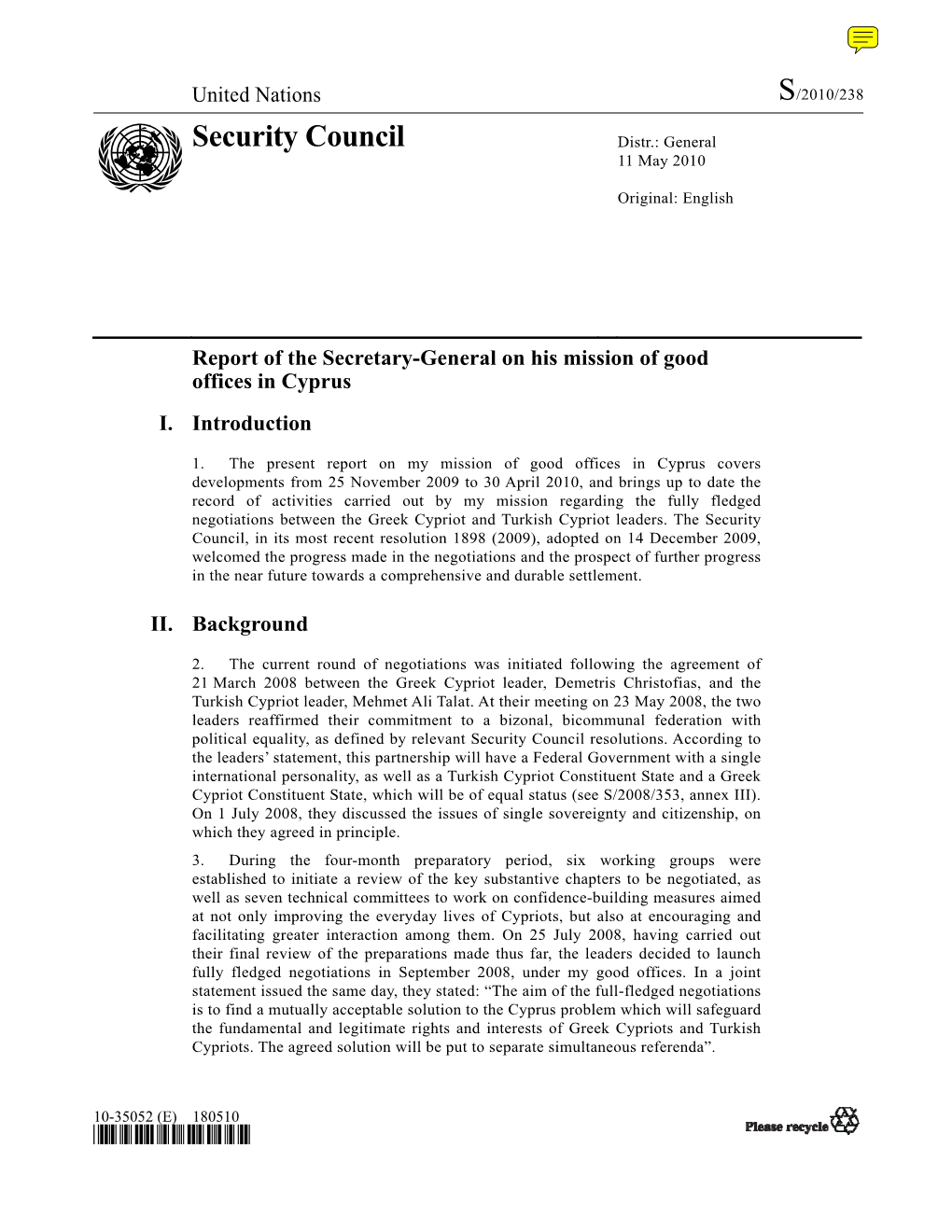 Security Council Distr.: General 11 May 2010