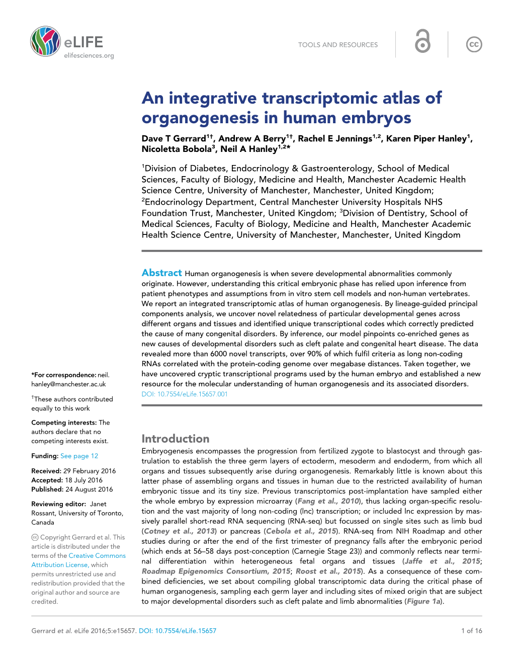 An Integrative Transcriptomic Atlas of Organogenesis in Human Embryos