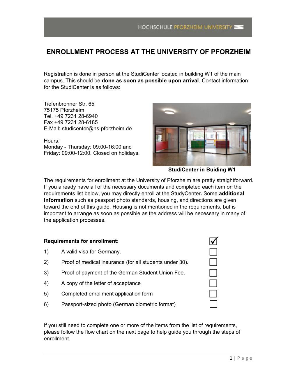 Enrollment Process at the University of Pforzheim