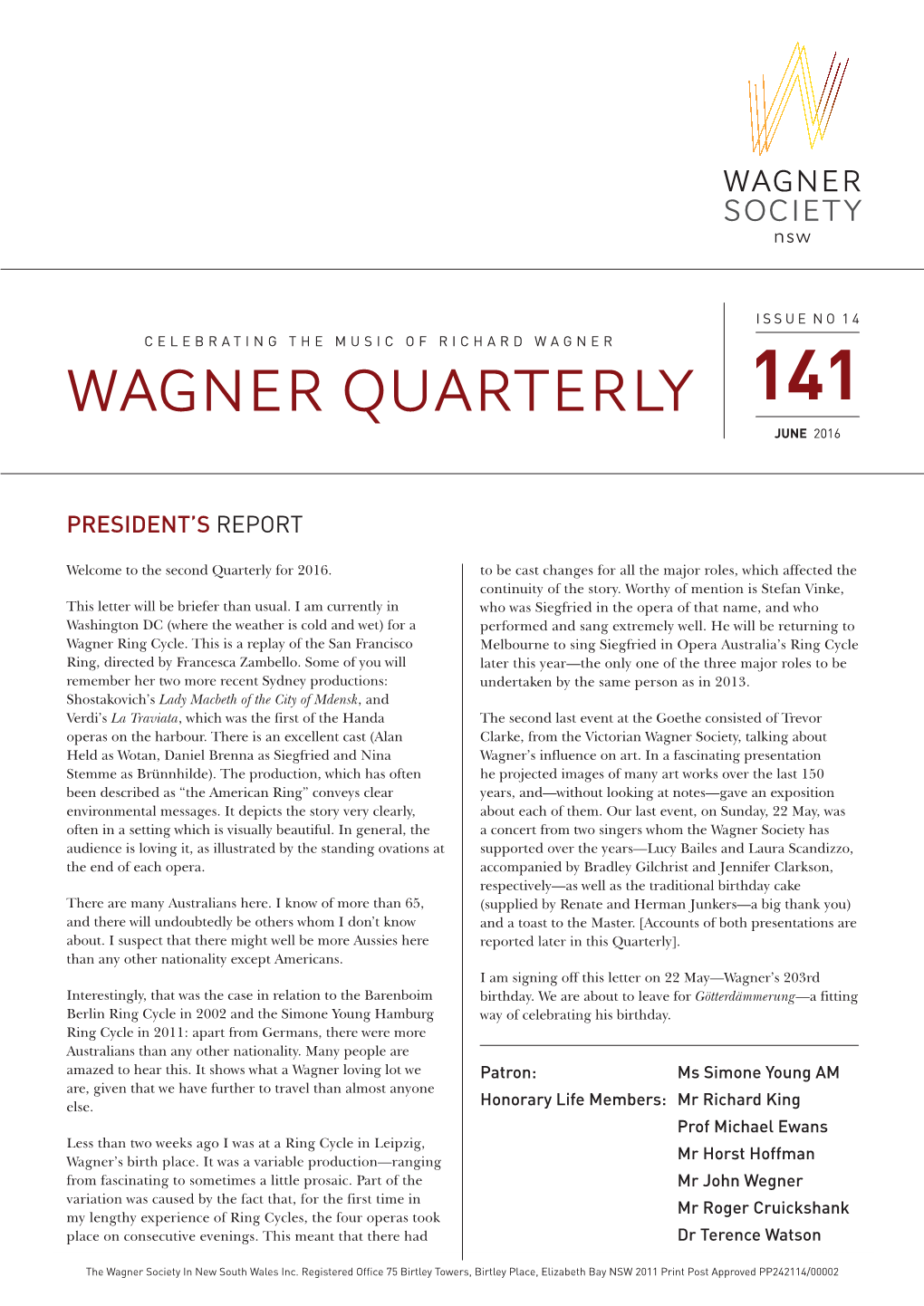 Wagner Quarterly 141 June 2016