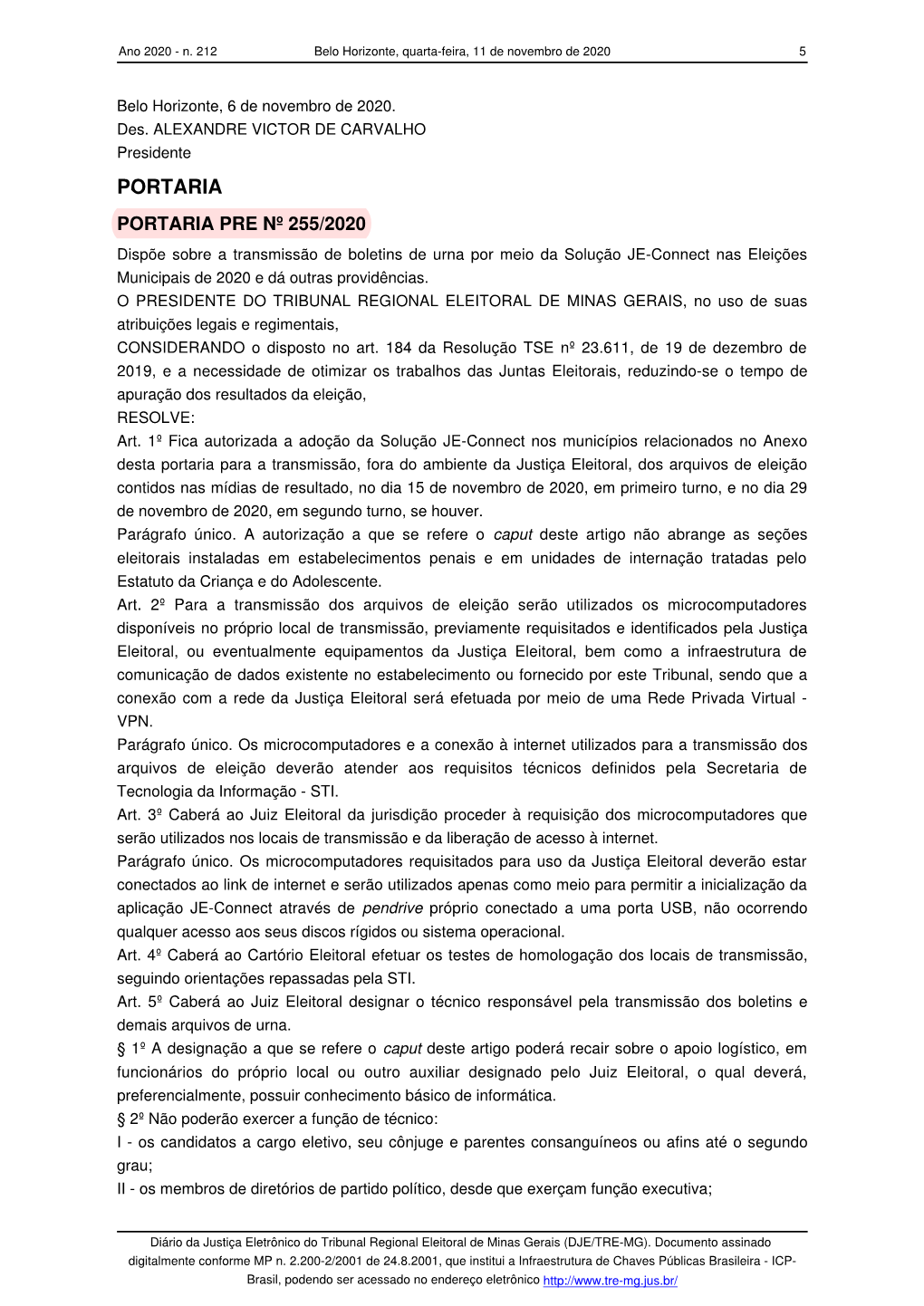 Diário Da Justiça Eletrônico Do Tribunal Regional Eleitoral De Minas Gerais (DJE/TRE-MG)