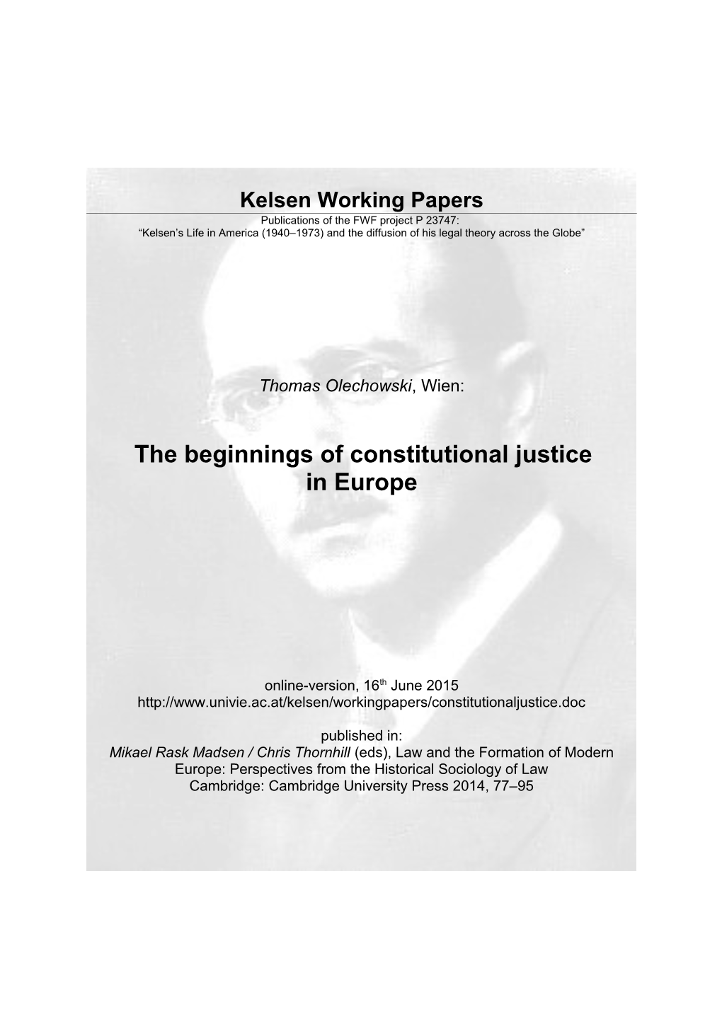 Kelsen Working Papers