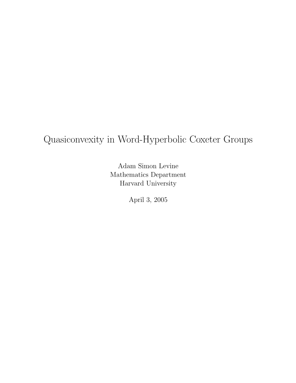 Quasiconvexity in Word-Hyperbolic Coxeter Groups