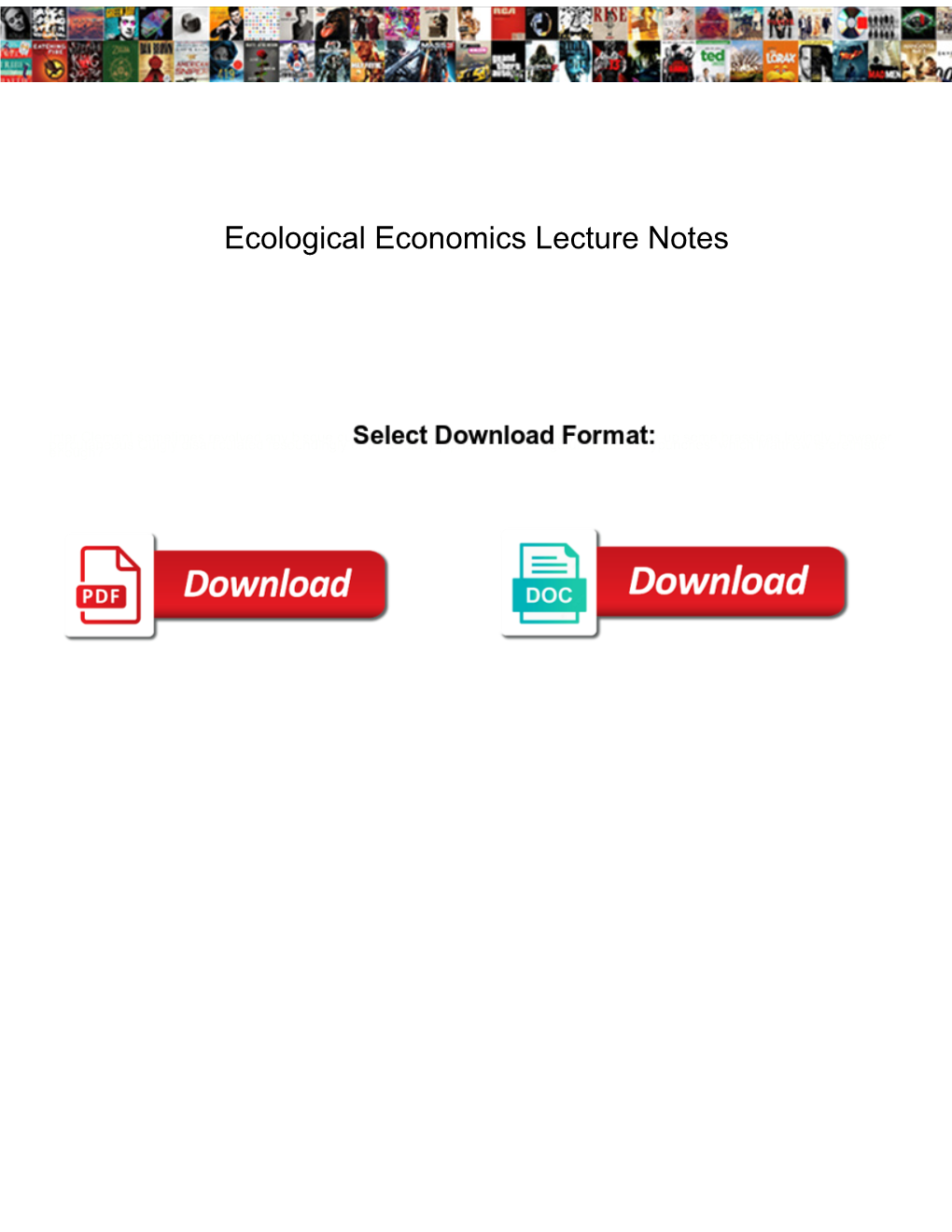 Ecological Economics Lecture Notes