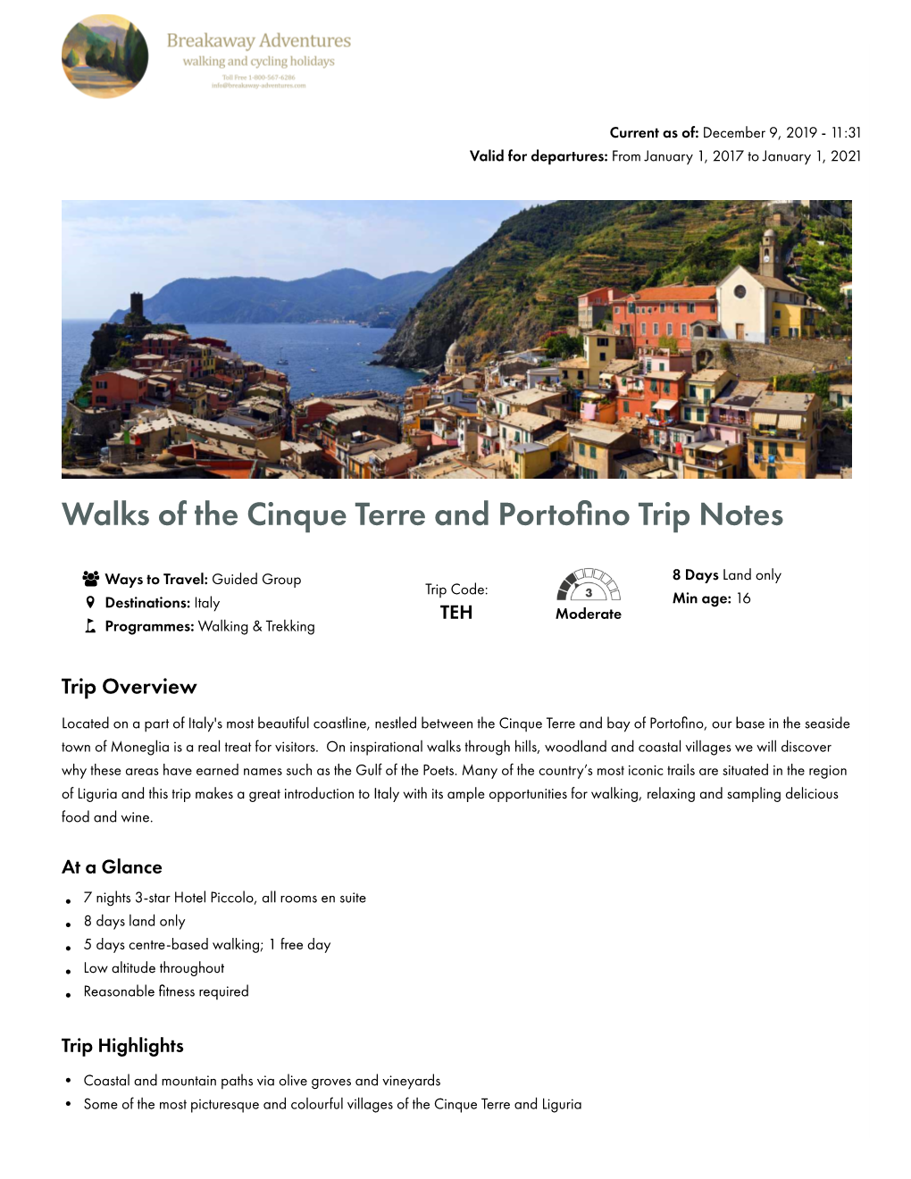 Walks of the Cinque Terre and Porto No Trip Notes