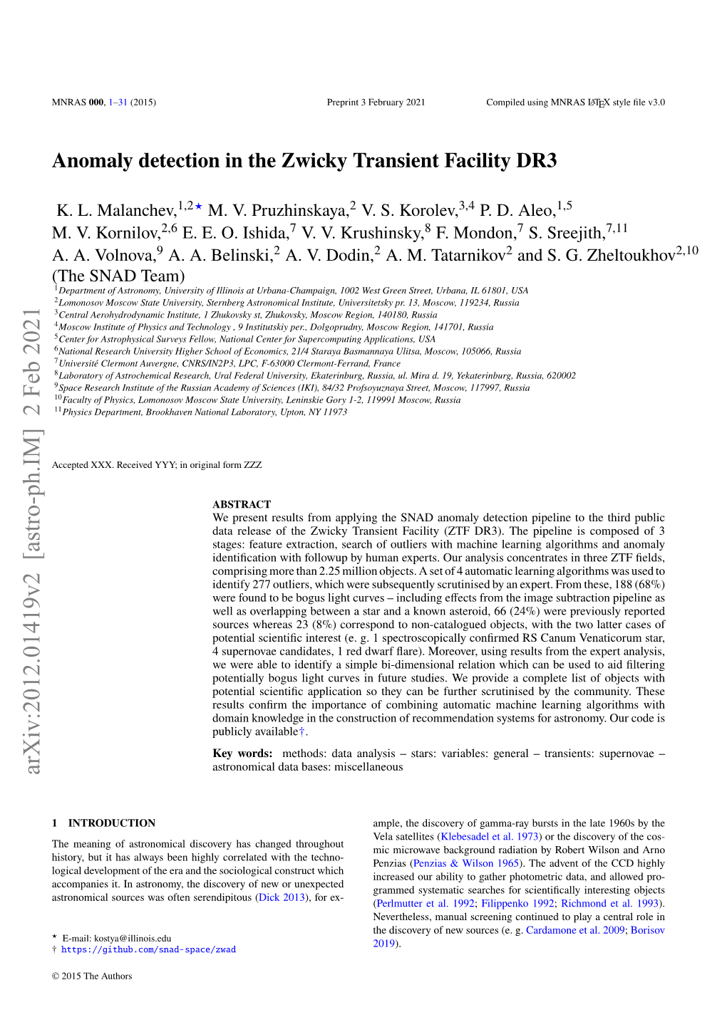 Arxiv:2012.01419V2 [Astro-Ph.IM] 2 Feb 2021