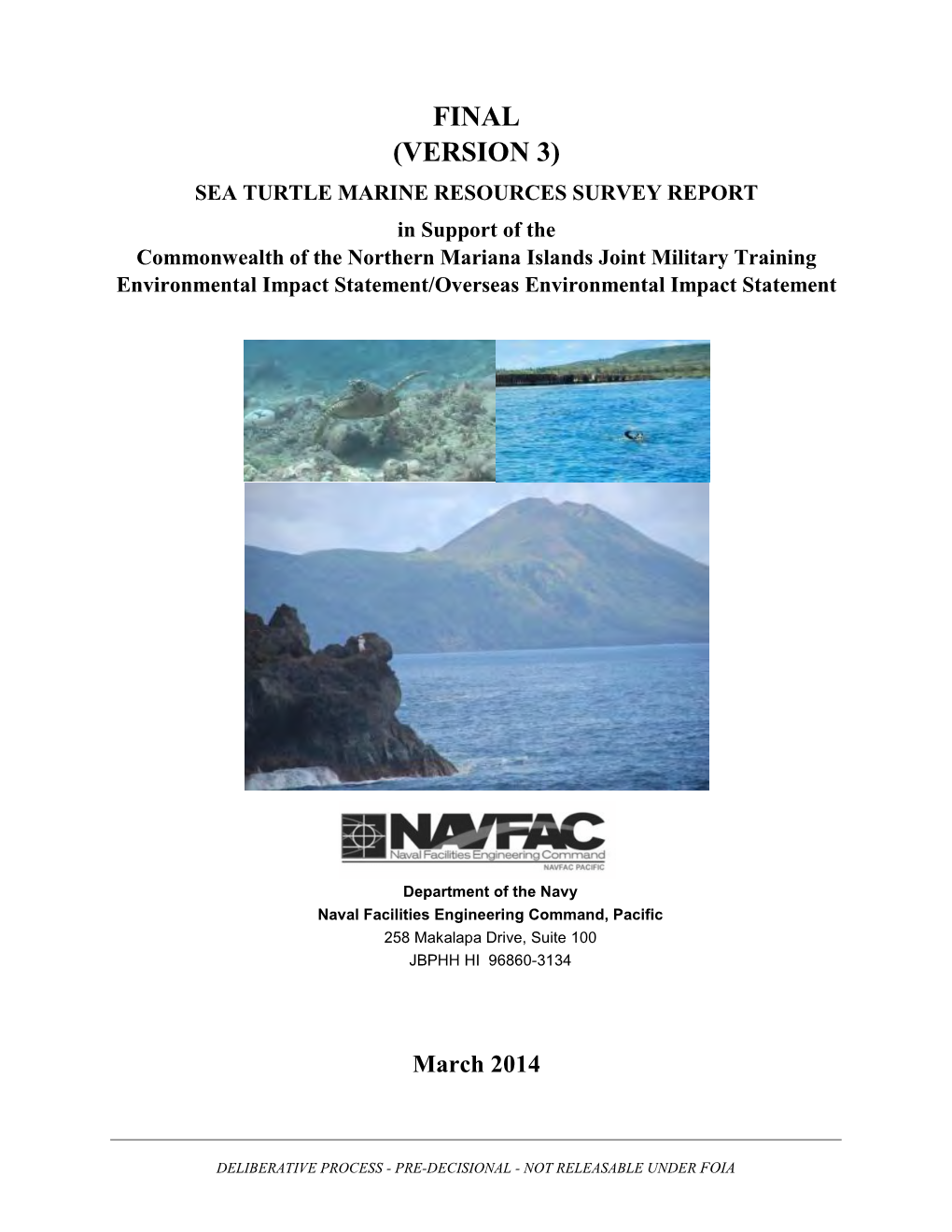 Commonwealth of the Northern Mariana Islands Joint Military Training Environmental Impact Statement/Overseas Environmental Impact Statement
