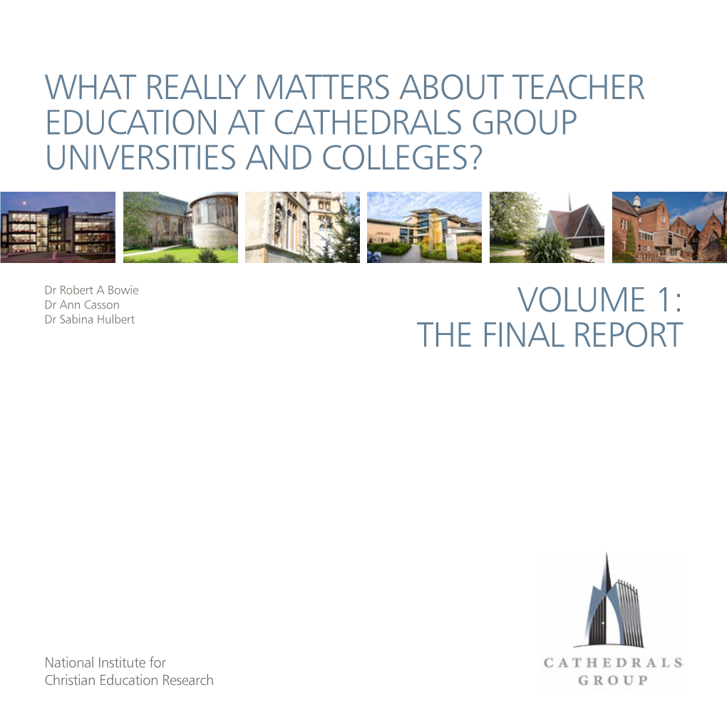What Really Matters About Teacher Education at Cathedrals Group Universities and Colleges?