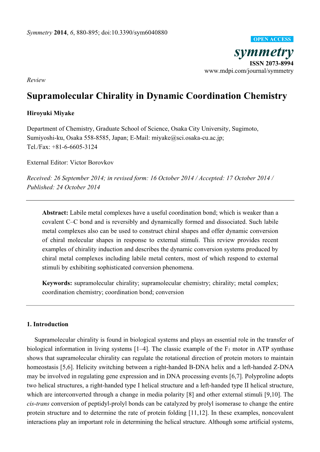 Supramolecular Chirality in Dynamic Coordination Chemistry