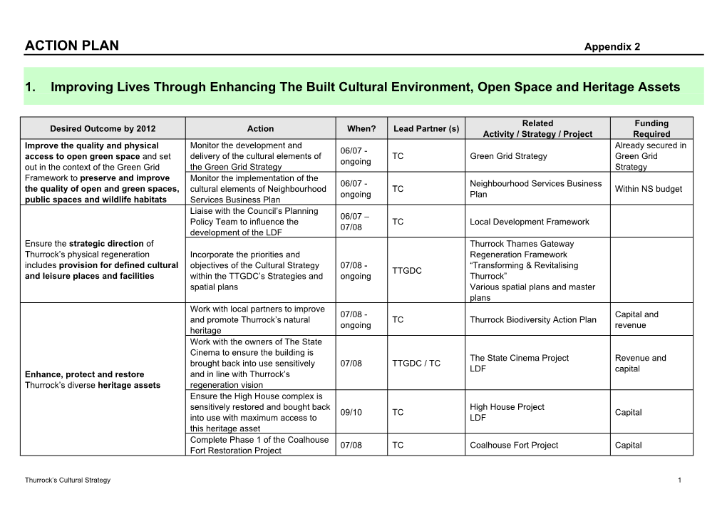 Cultural Strategy Core Action Plan