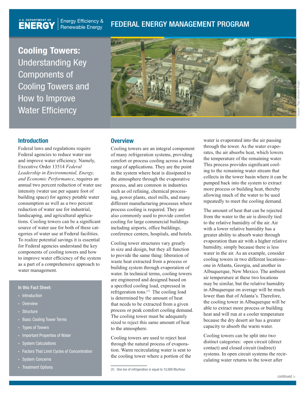 Cooling Towers: Understanding Key Components of Cooling Towers and How to Improve Water Efficiency Source: Paul Johnston-Knight Source