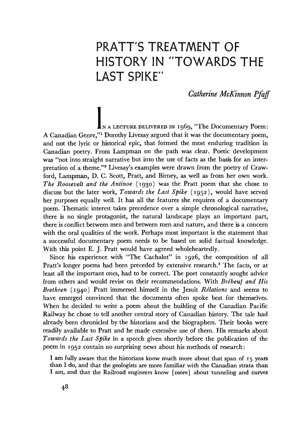 TOWARDS the LAST SPIKE" Catherine Mckinnon Pfqff