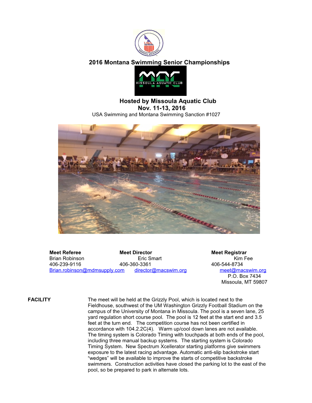 2016 Montana Swimming Senior Championships