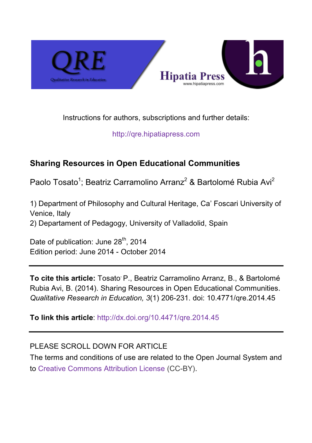 Sharing Resources in Open Educational Communities