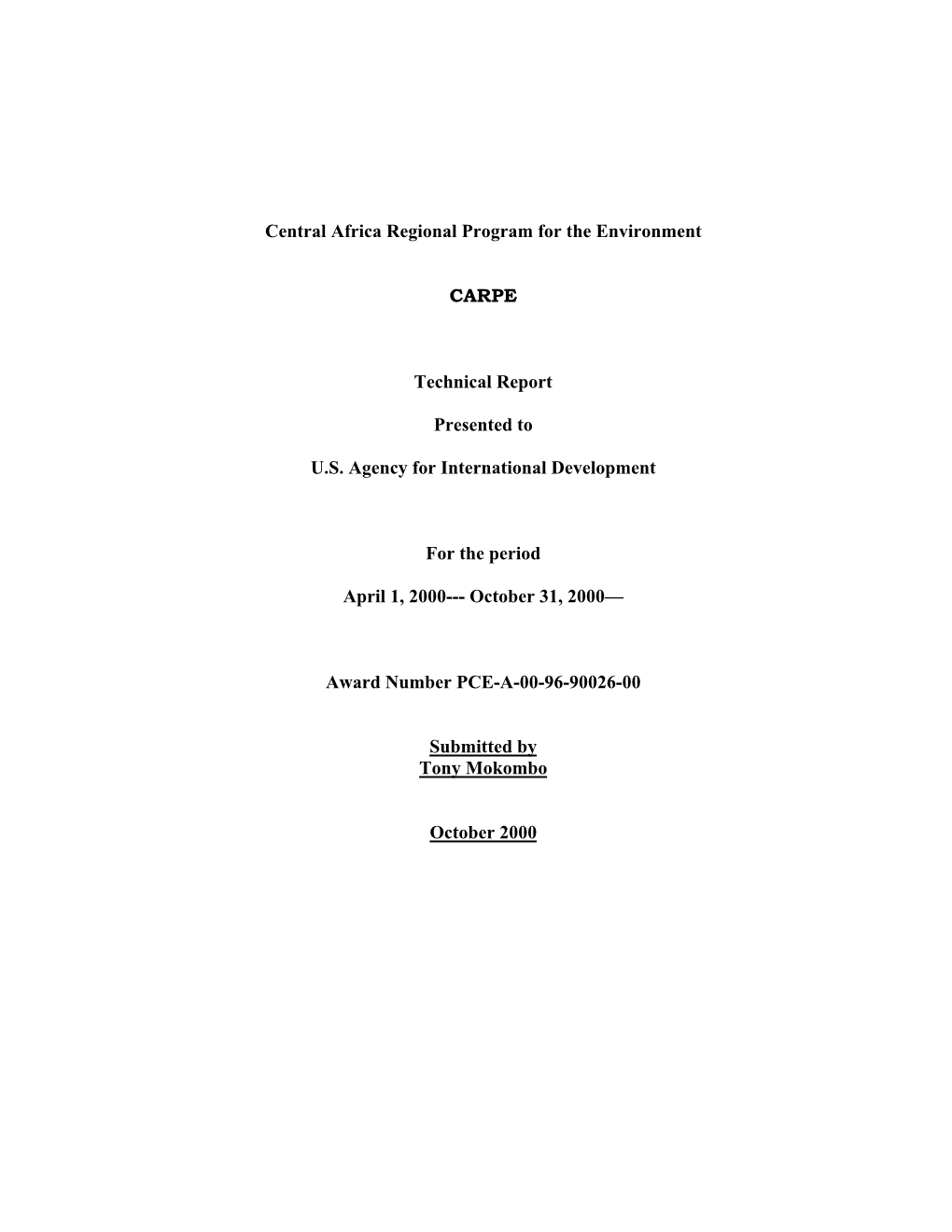 Central Africa Regional Program for the Environment