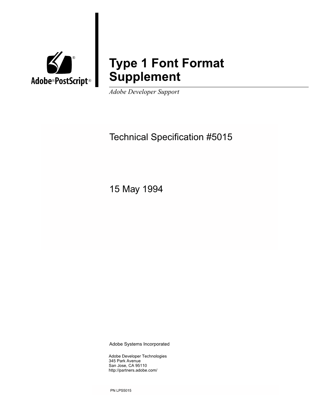 Type 1 Font Format Supplement