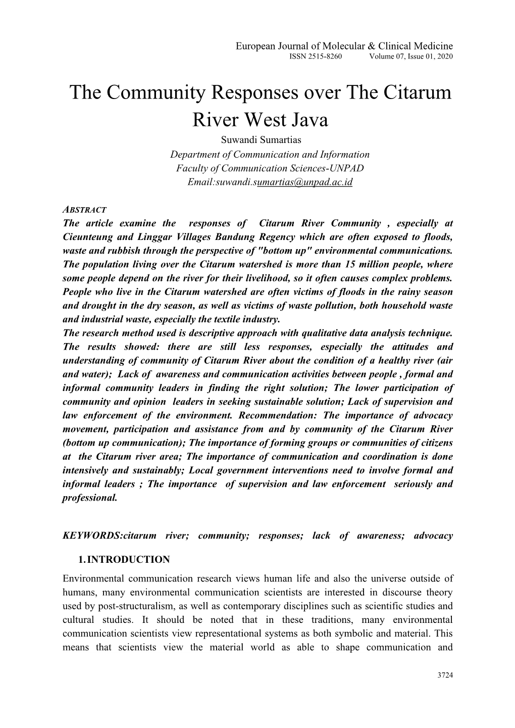 The Community Responses Over the Citarum River West Java