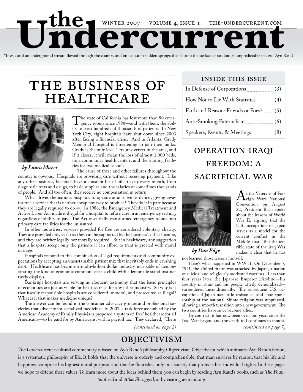 The Business of Healthcare the Undercurrent Continued from Page 1 Are a Set [Sic] of Basic Services That Free