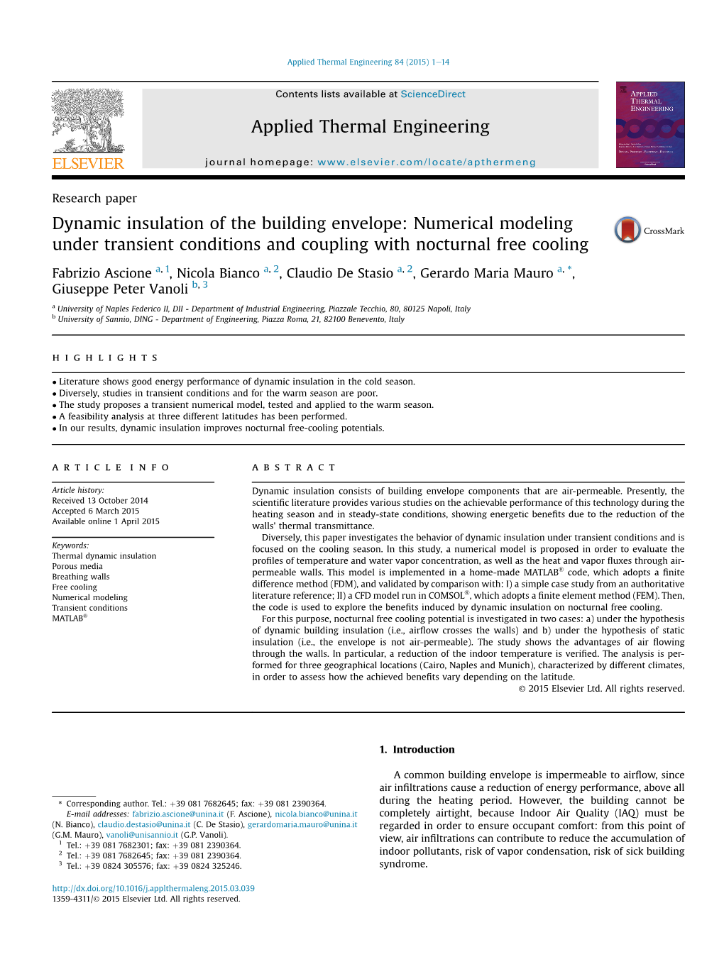 Dynamic Insulation of the Building Envelope: Numerical Modeling Under Transient Conditions and Coupling with Nocturnal Free Cooling