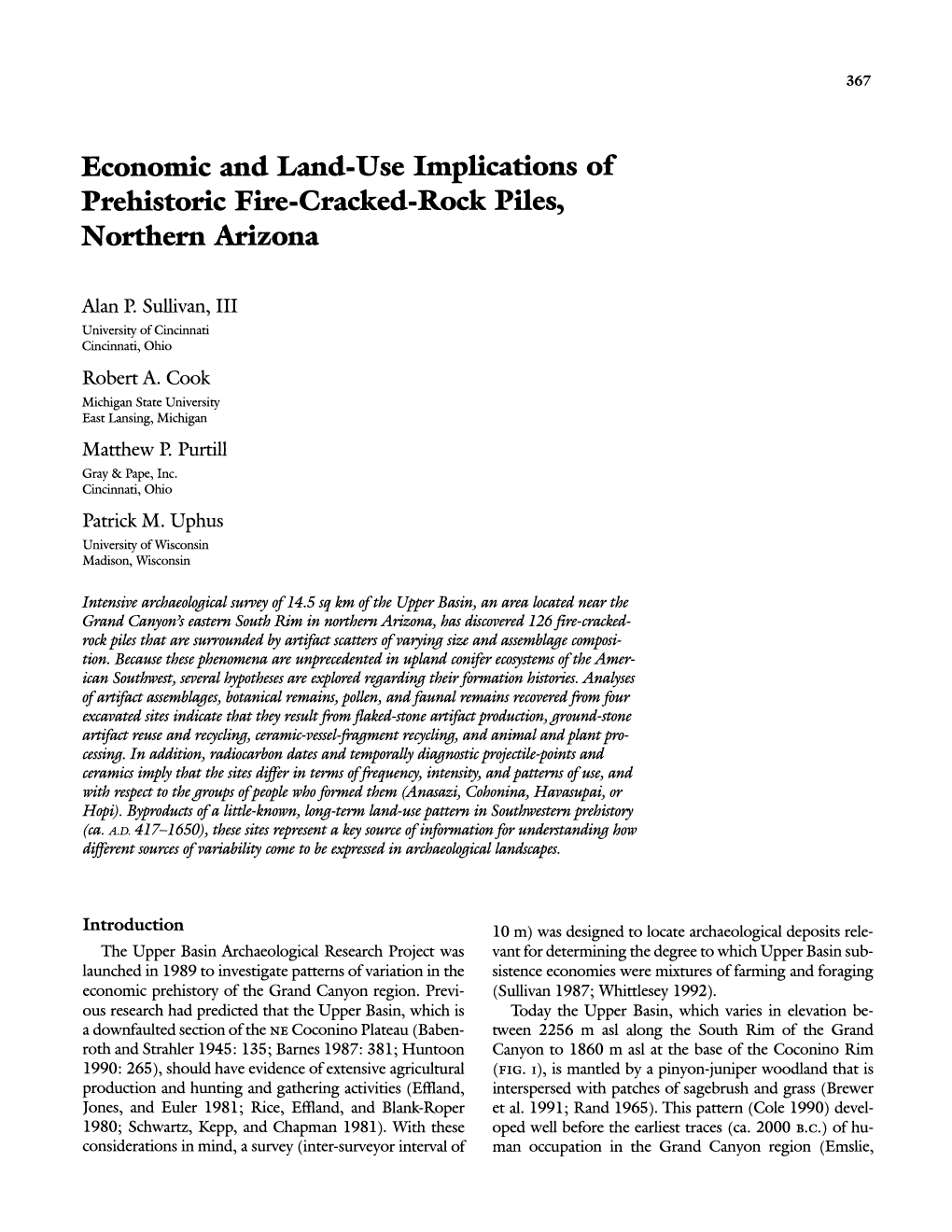 Economic and Land-Use Implications of Prehistoric Fire-Cracked-Rock Piles, Northern Arizona