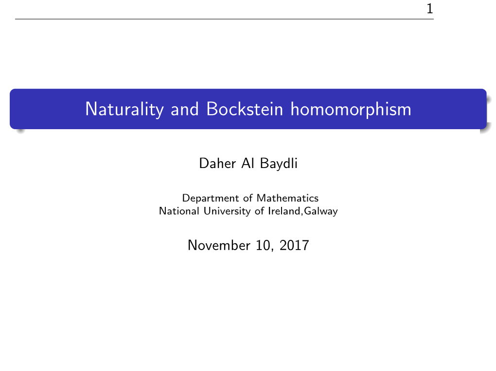 Naturality and Bockstein Homomorphism