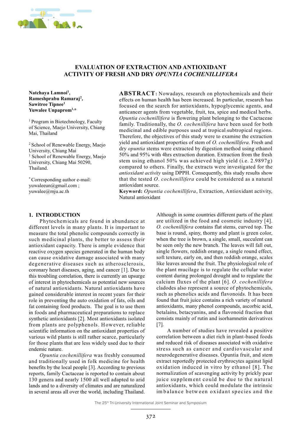 Evaluation of Extraction and Antioxidant Activity Of