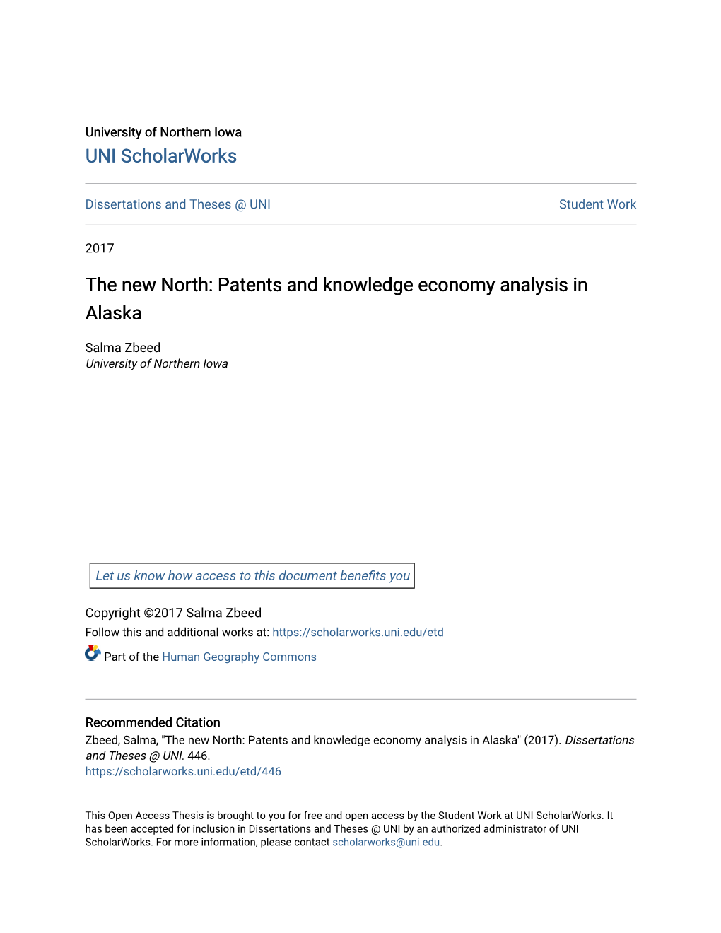 Patents and Knowledge Economy Analysis in Alaska