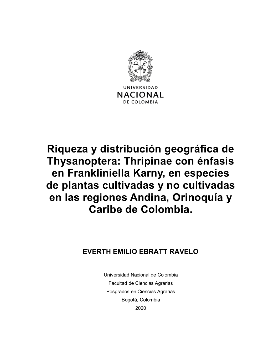 Riqueza Y Distribución Geográfica De Thysanoptera