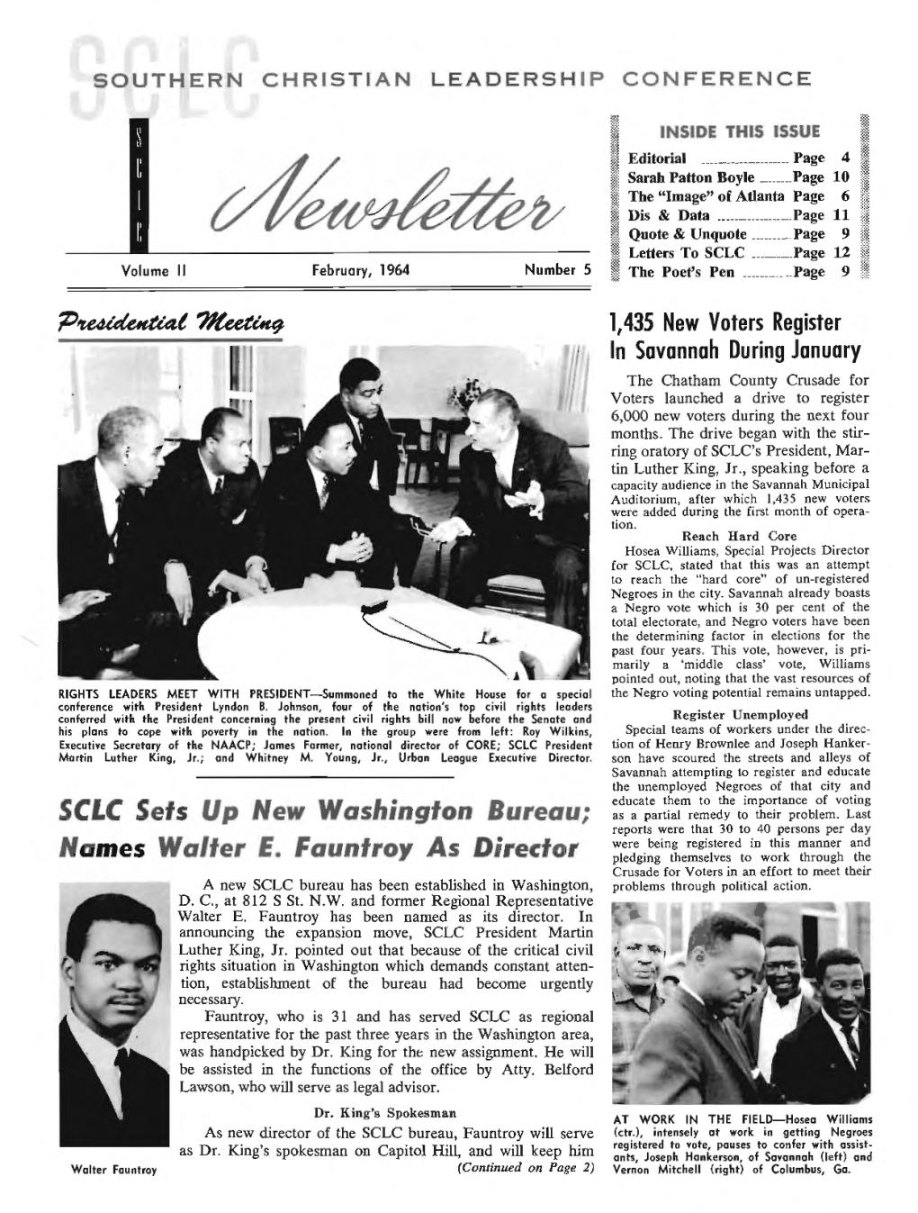 SCLC Newsletter, February 1964