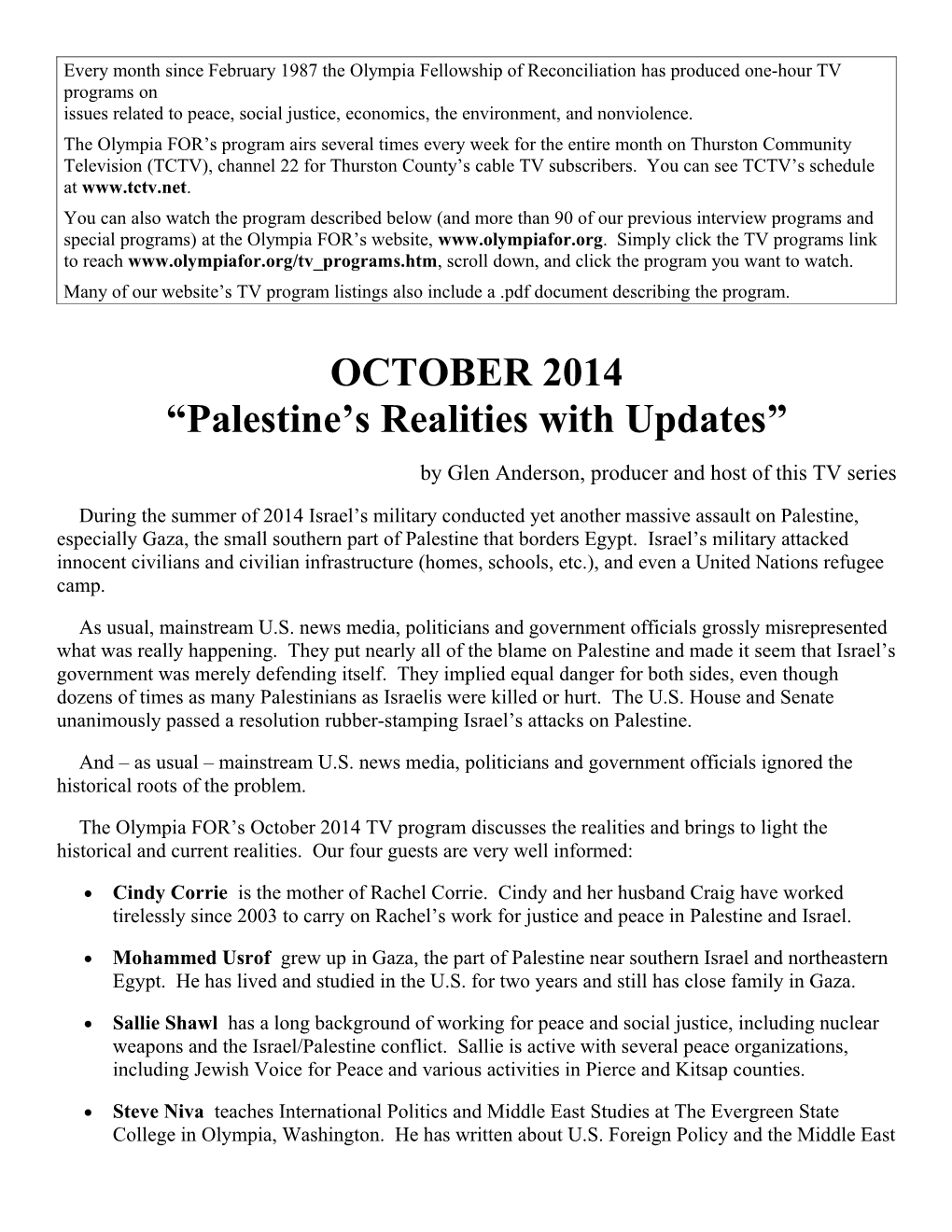 Palestine S Realities with Updates