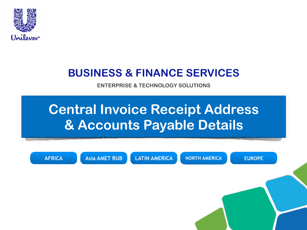 Central Invoice Receipt Address & Accounts Payable Details