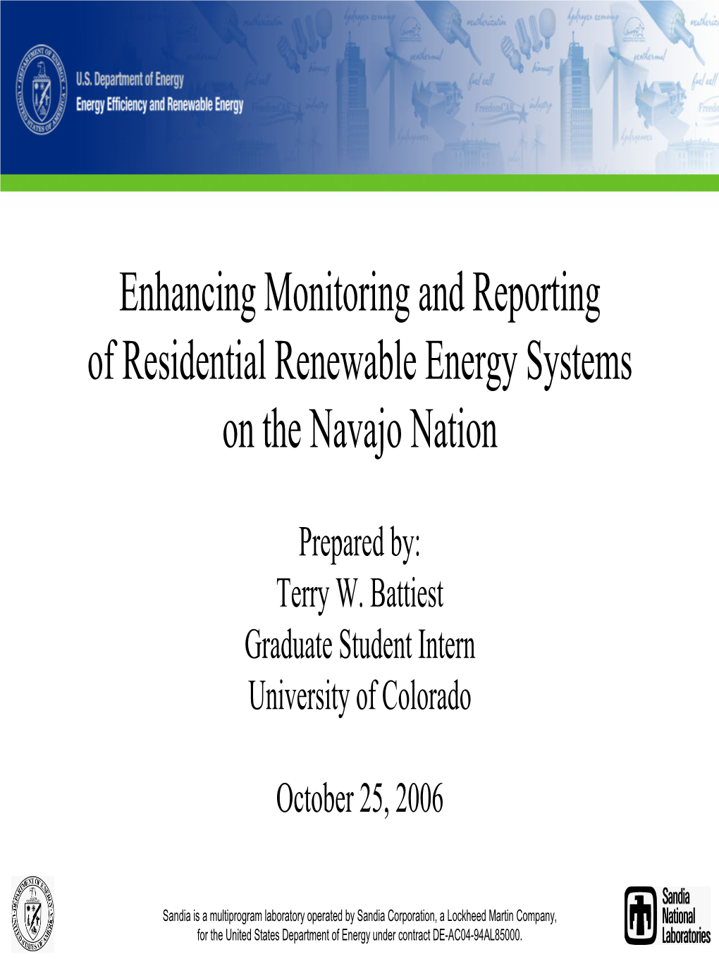 Tribal Energy Program Internship Paper and Experiences