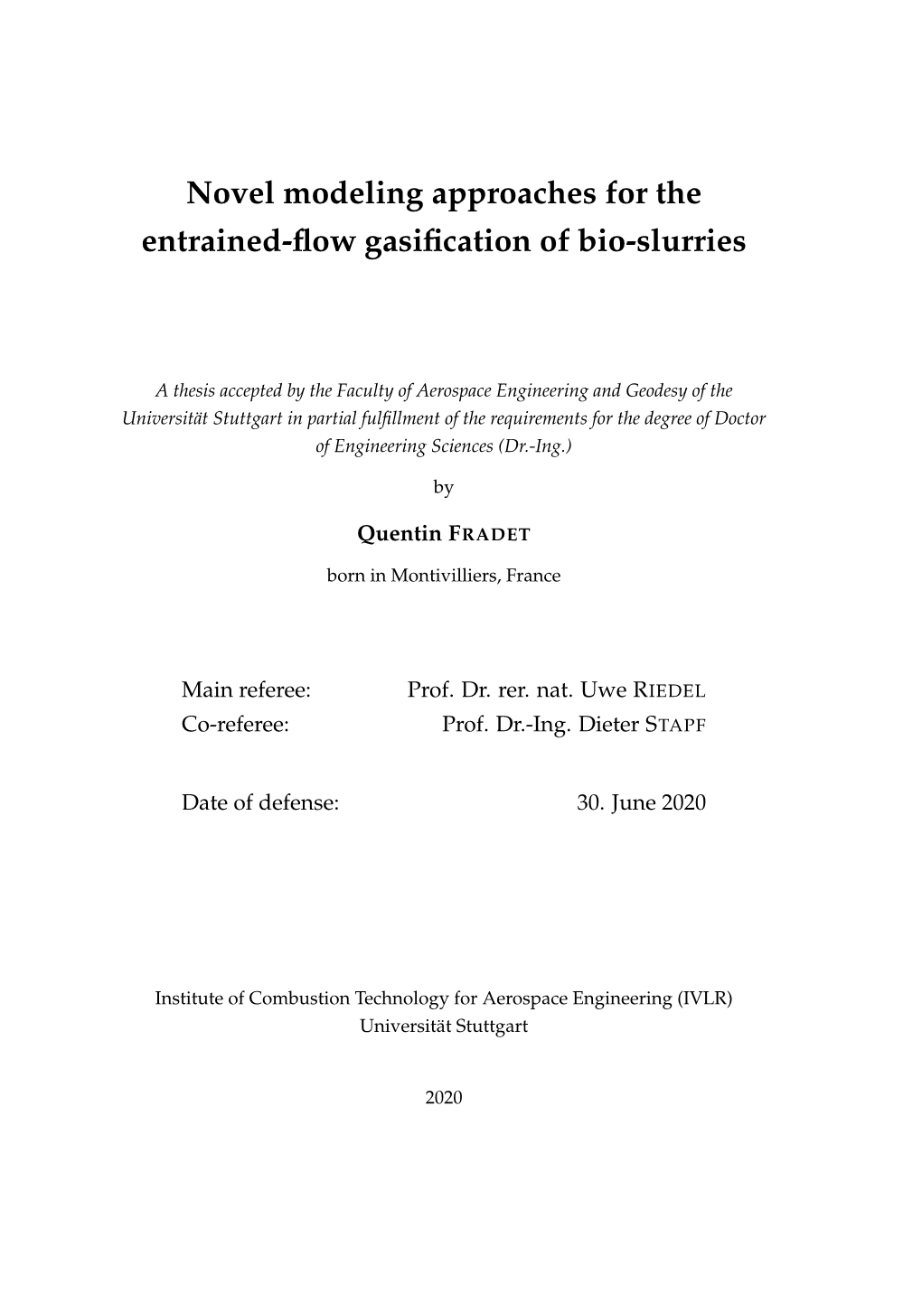 Novel Modeling Approaches for the Entrained-Flow Gasification of Bio