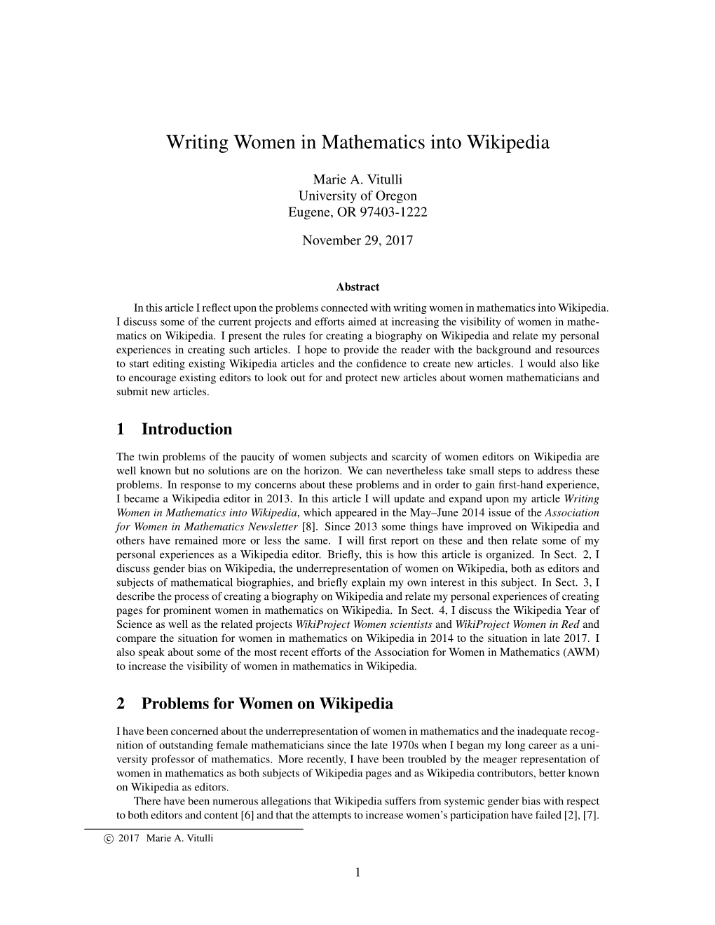 Writing Women in Mathematics Into Wikipedia