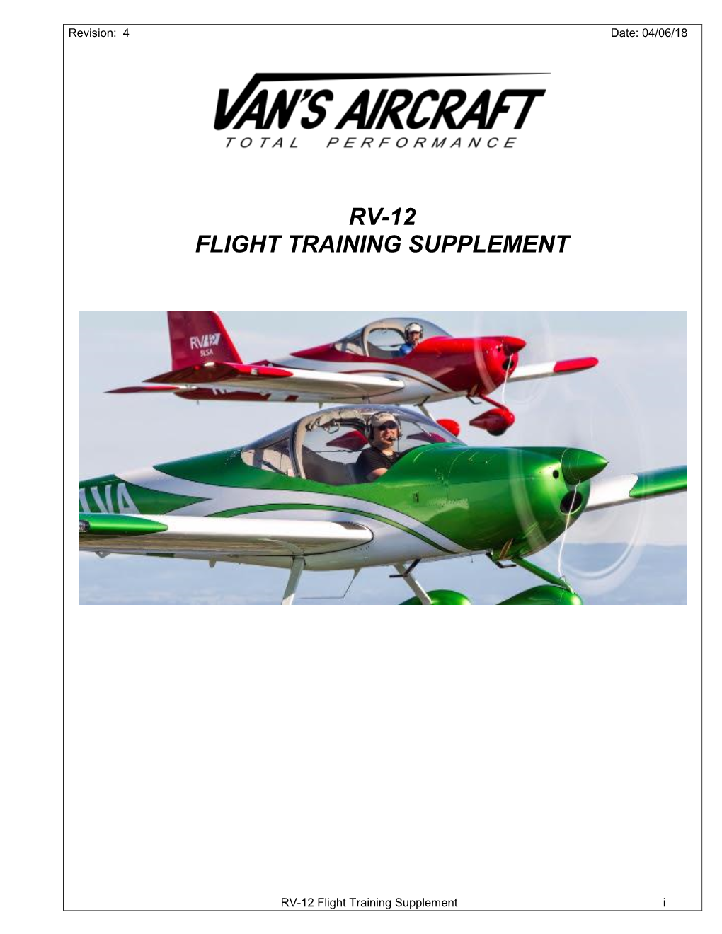 Rv-12 Flight Training Supplement
