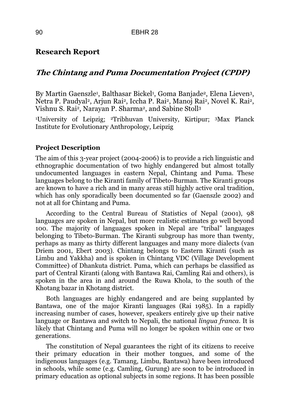 The Chintang and Puma Documentation Project (CPDP)