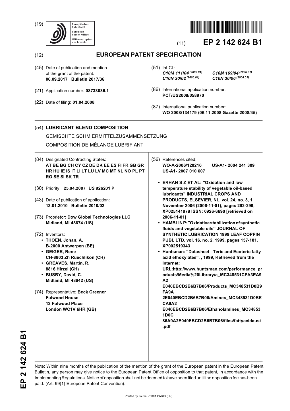 Lubricant Blend Composition Gemischte Schmiermittelzusammensetzung Composition De Mélange Lubrifiant