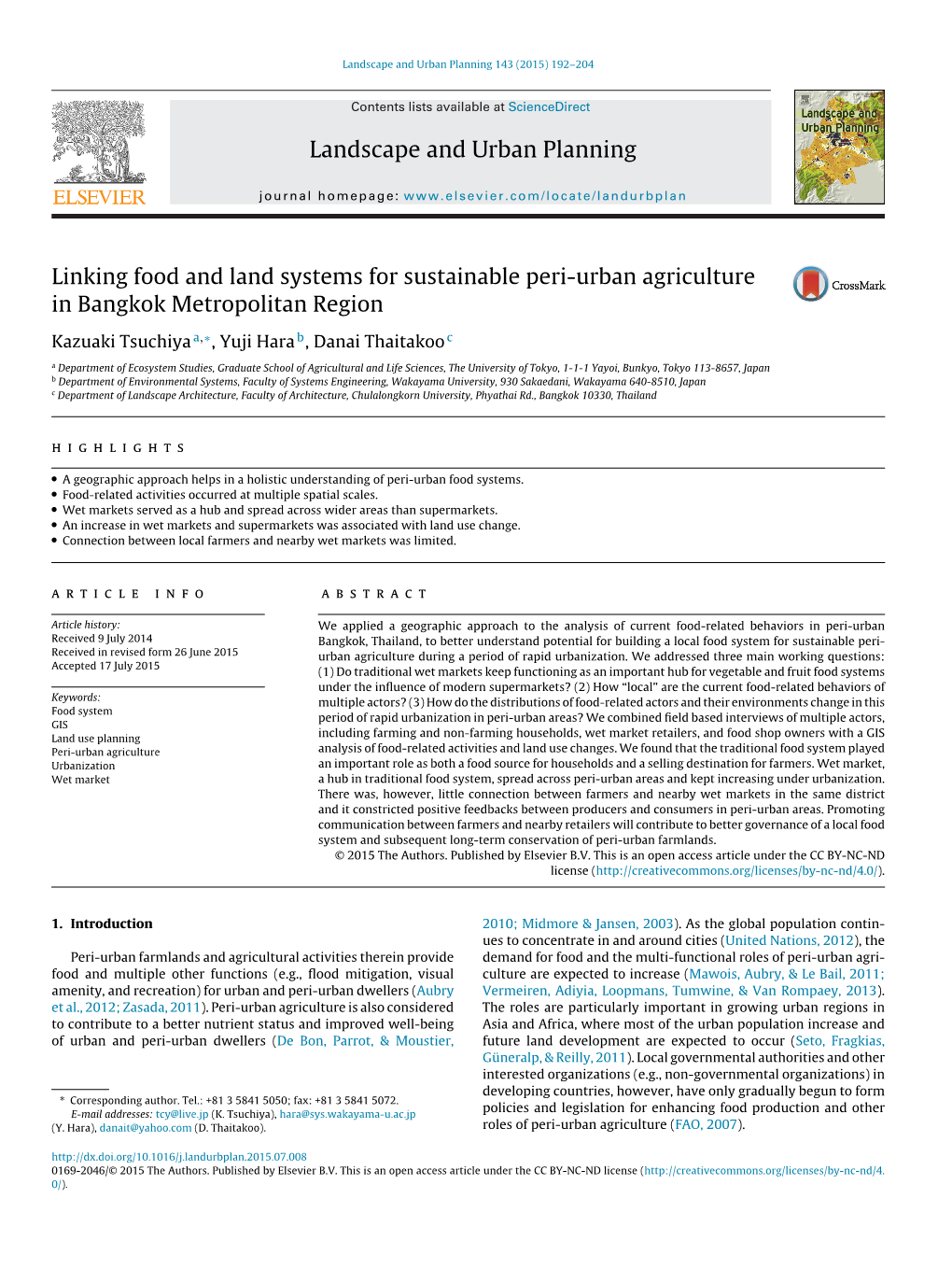 Linking Food and Land Systems for Sustainable Peri-Urban Agriculture