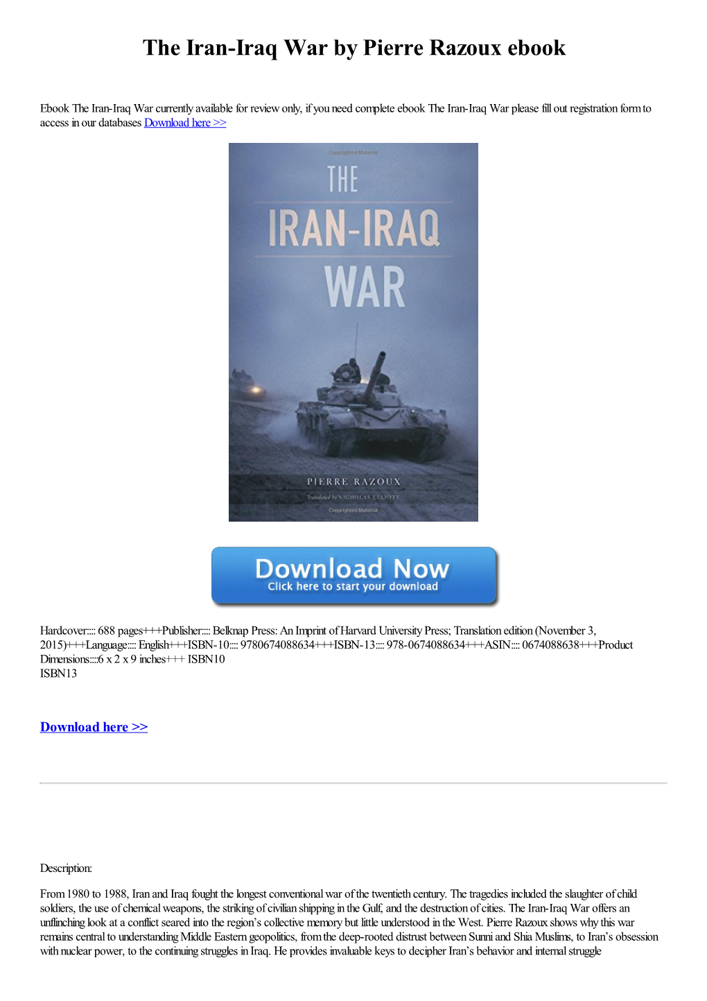 The Iran-Iraq War by Pierre Razoux Ebook