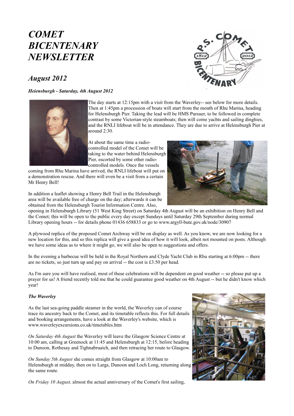 Comet Bicentenary Newsletter